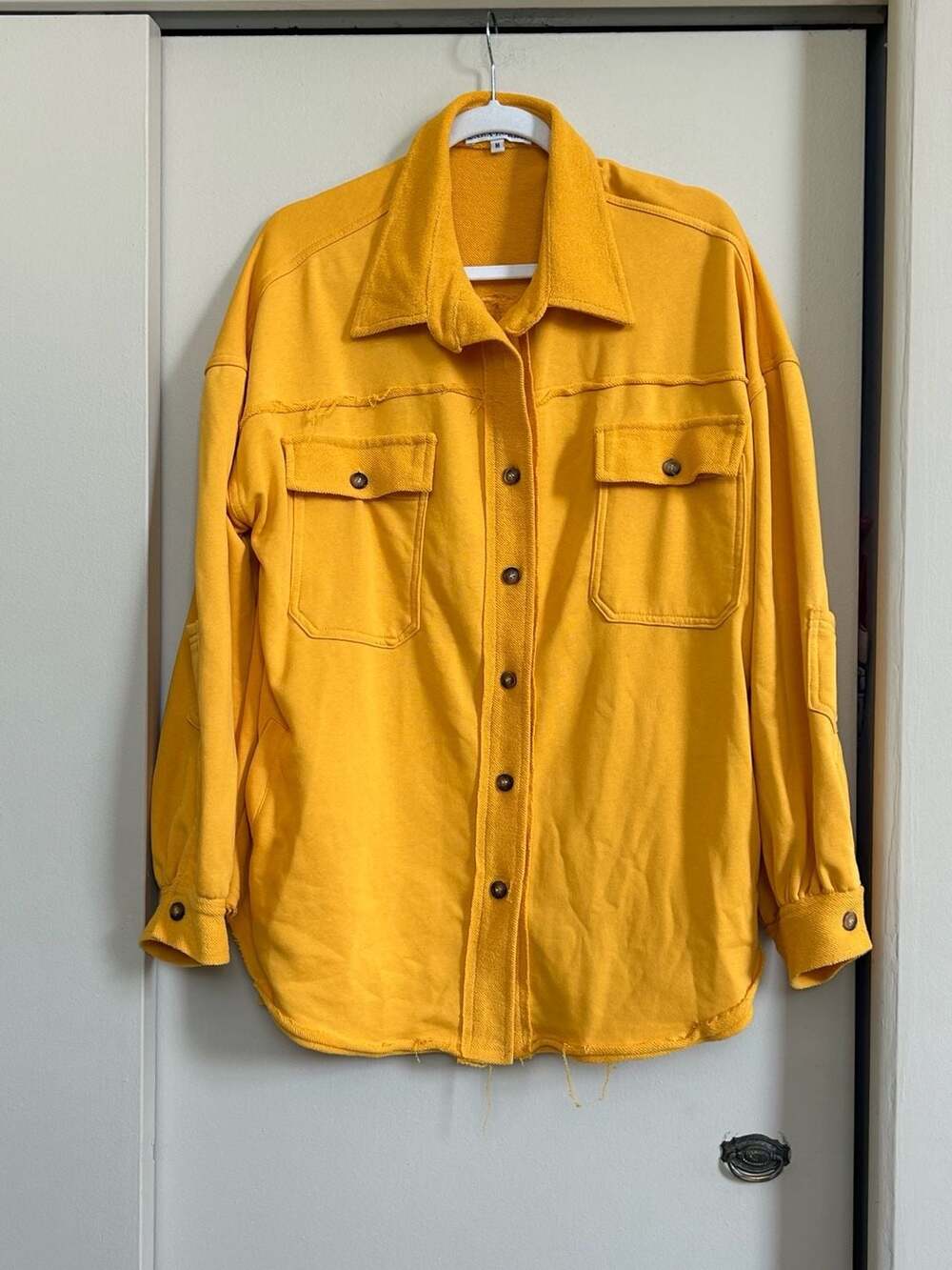 Cara Loren Yellow Sweatshirt Shacket with Pockets Size M